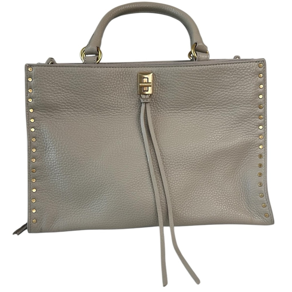 Rebecca Minkoff Darren Pebbled Leather Stone Tote Bag Handbag Purse Chic Fringe